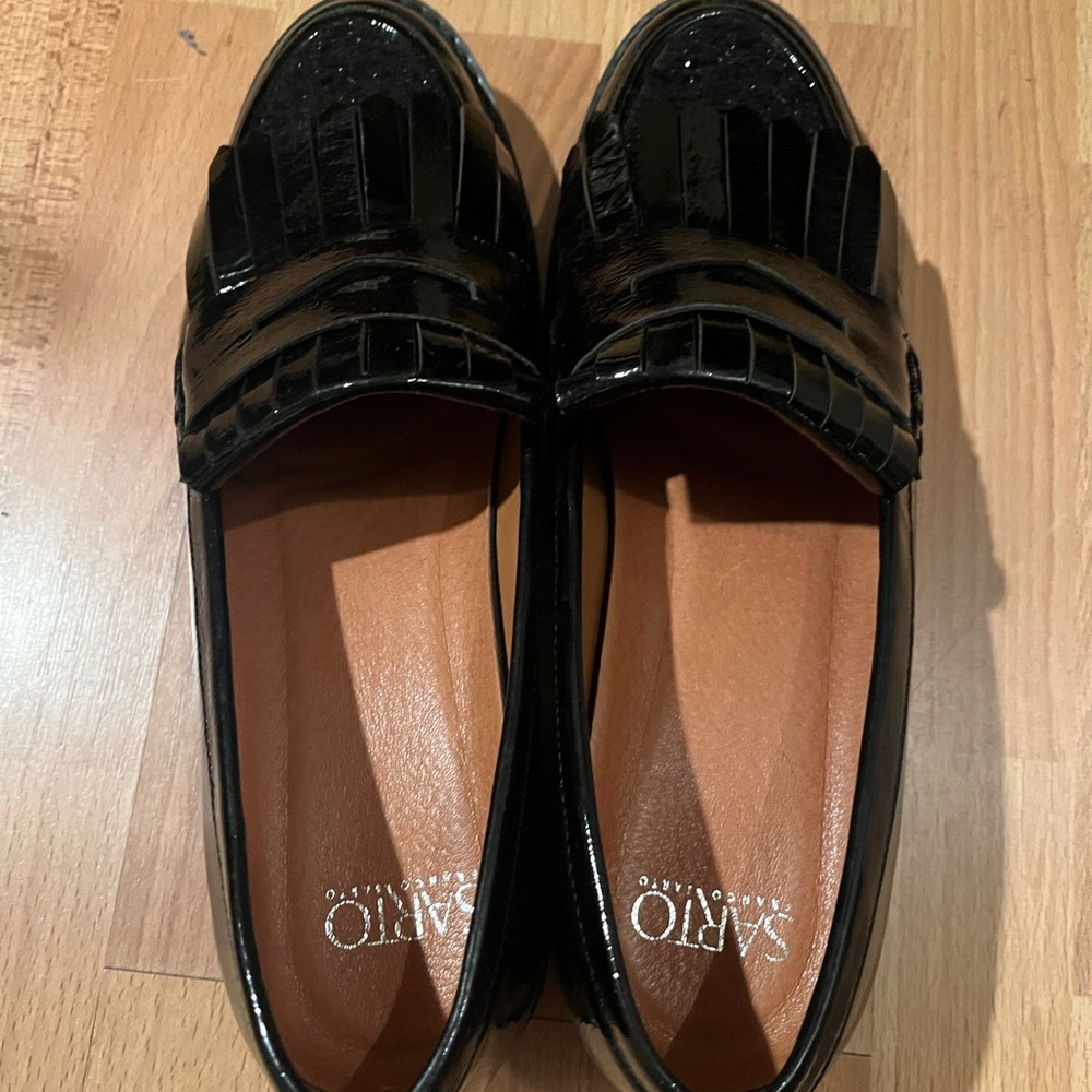 Franco Sarto Black Patent Loafers